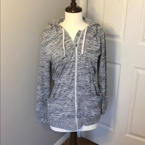 Athleta long heathered grey zip up hoodie